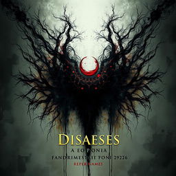 Create an abstract and artistic album cover themed around the concept of diseases