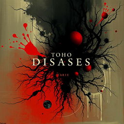 Create an abstract and artistic album cover themed around the concept of diseases