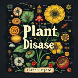 Design an album cover sheet with an artistic representation of plant diseases