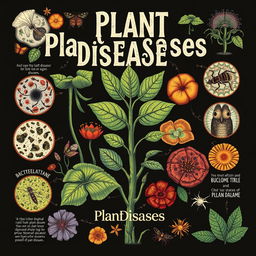 Design an album cover sheet with an artistic representation of plant diseases