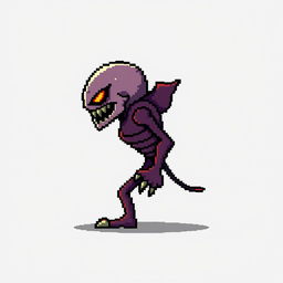 A pixel art enemy character for a 2D video game, shown in profile view