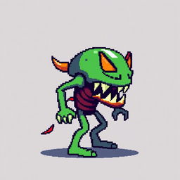 A pixel art enemy character for a 2D video game, shown in profile view