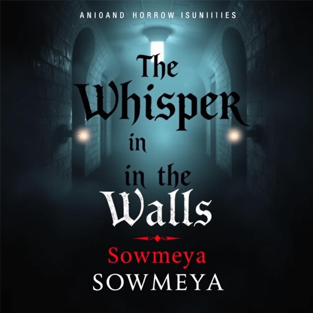 A chilling and suspenseful book cover for a horror novel titled 'The Whisper in the Walls' written by Sowmeya