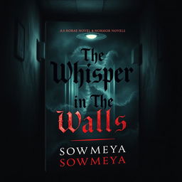 A chilling and suspenseful book cover for a horror novel titled 'The Whisper in the Walls' written by Sowmeya