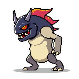 A pixel art enemy character for a 2D video game, shown in profile view