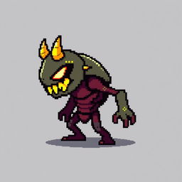 A pixel art enemy character for a 2D video game, shown in profile view