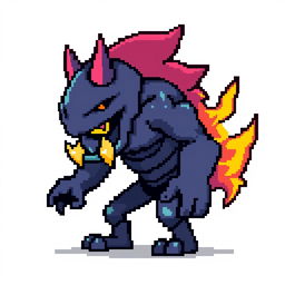 A pixel art enemy character for a 2D video game, shown in profile view