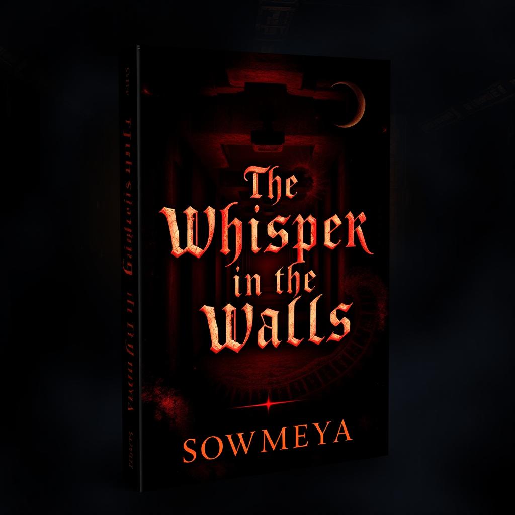 A chilling and suspenseful book cover for a horror novel titled 'The Whisper in the Walls' written by Sowmeya