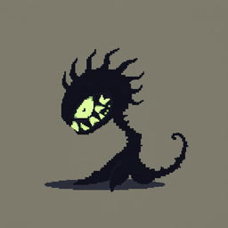 Create a very simple pixel art enemy character for a 2D video game, shown entirely in profile view