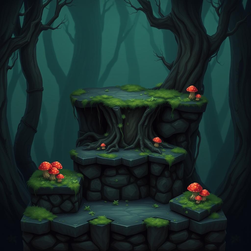 Create platform blocks for a 2D video game set in a dark forest