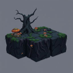 Create platform blocks for a 2D video game set in a dark forest