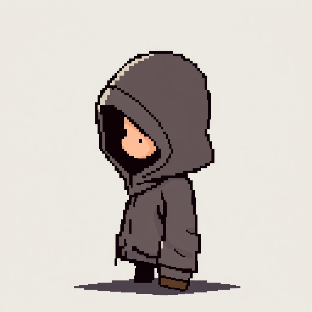 Create a pixel art character for a 2D video game, shown entirely in profile view