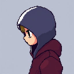 Create a pixel art character for a 2D video game, shown entirely in profile view