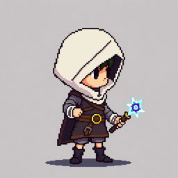 Create a pixel art character for the main protagonist of a 2D video game