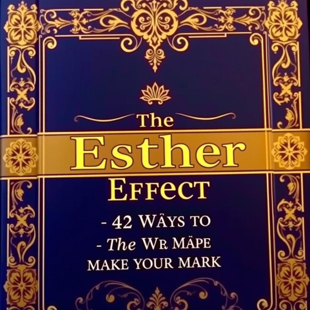 A royal book cover on leadership with the title 'The Esther Effect: 42 Ways to Make Your Mark' in gold ink