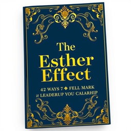 A royal book cover on leadership with the title 'The Esther Effect: 42 Ways to Make Your Mark' in gold ink