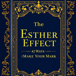 A royal book cover on leadership with the title 'The Esther Effect: 42 Ways to Make Your Mark' in gold ink