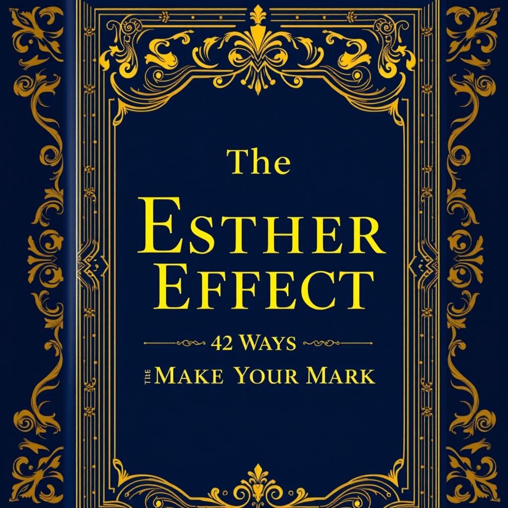 A royal book cover on leadership with the title 'The Esther Effect: 42 Ways to Make Your Mark' in gold ink