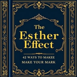 A royal book cover on leadership with the title 'The Esther Effect: 42 Ways to Make Your Mark' in gold ink