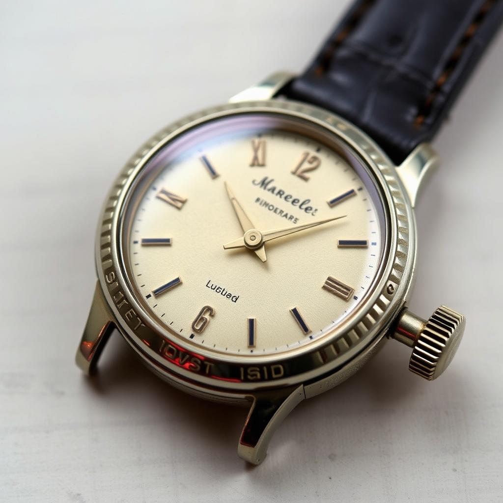 A 1950s vintage watch with chic engravings on the dial and casing