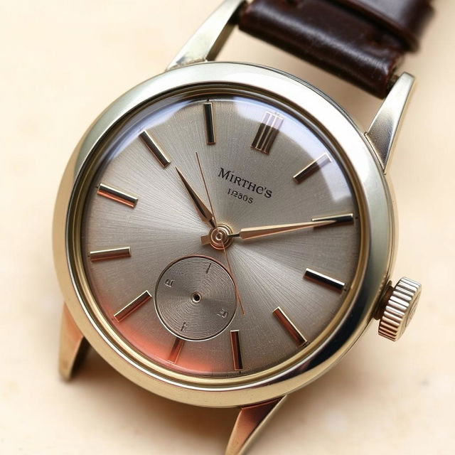 A 1950s vintage watch with chic engravings on the dial and casing