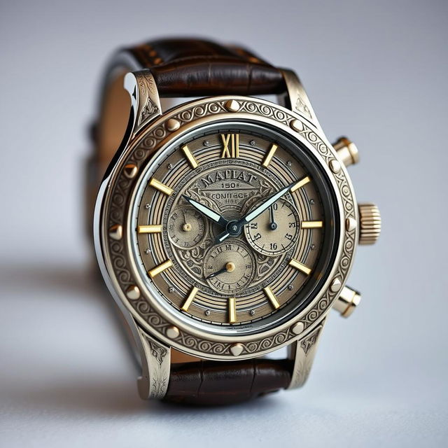 A 1940s mafia-inspired watch with intricate engravings and a bold, elegant design