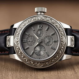 A 1940s mafia-inspired watch with intricate engravings and a bold, elegant design