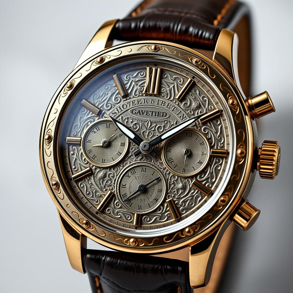 A 1940s mafia-inspired watch with intricate engravings and a bold, elegant design