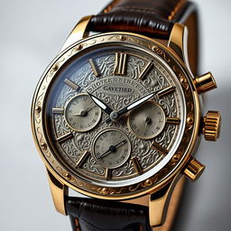 A 1940s mafia-inspired watch with intricate engravings and a bold, elegant design