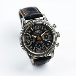 A 1940s mafia-inspired watch with intricate engravings and a bold, elegant design