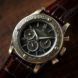 A 1940s mafia-inspired watch with intricate engravings and a bold, elegant design