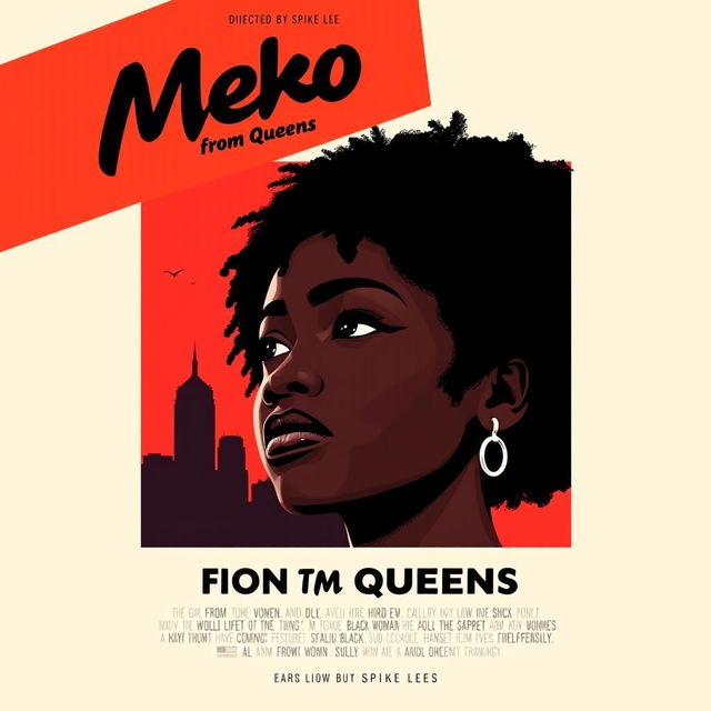 Create a movie poster for a film titled 'Meko From Queens' directed by Spike Lee