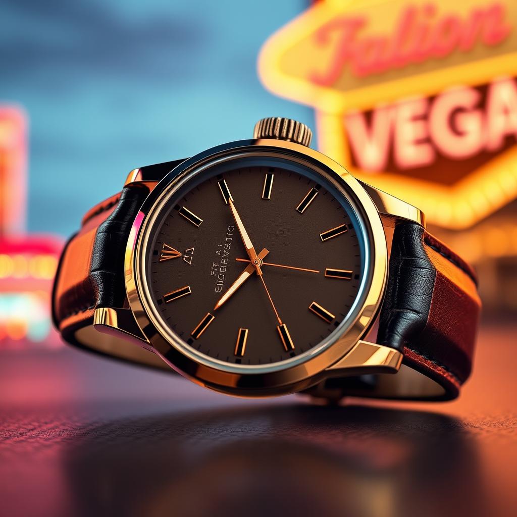 A vintage-inspired watch based on Las Vegas, capturing the glitz and glamour of the city's golden era