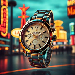 A vintage-inspired watch based on Las Vegas, capturing the glitz and glamour of the city's golden era