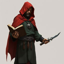 A full-body image of a high priest cultist standing with red eyes