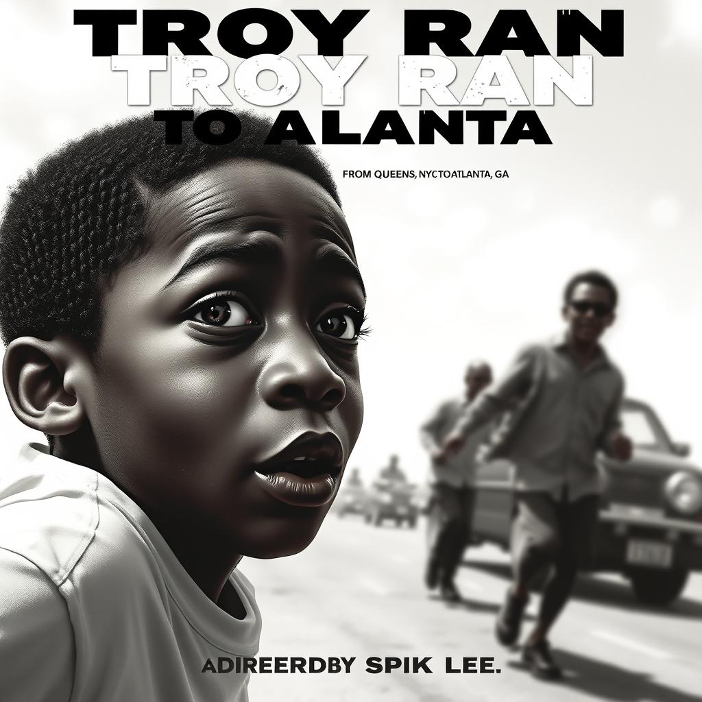 Create a movie poster for a film titled 'Troy Ran To Atlanta' directed by Spike Lee