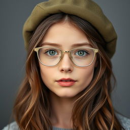 A portrait of a beautiful Polish young fifteen-year-old girl with a delicate and youthful face