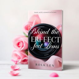 Create an e-book cover for a book titled 'Behind the Perfect Lens' with romantic annotations