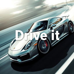 A high-quality poster featuring a sleek Porsche sports car in motion, with the text 'Drive it' prominently displayed over the top