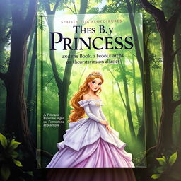 A realistic book cover featuring a princess in a lush, enchanting forest