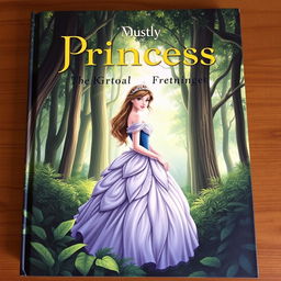 A realistic book cover featuring a princess in a lush, enchanting forest