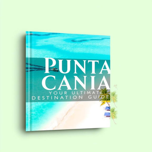 Create a horizontal book cover for a destination guide for Punta Cana