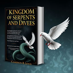 Create a book cover for a romantasy novel titled 'Kingdom of Serpents and Doves' by Cameron R