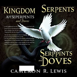 Create a book cover for a romantasy novel titled 'Kingdom of Serpents and Doves' by Cameron R