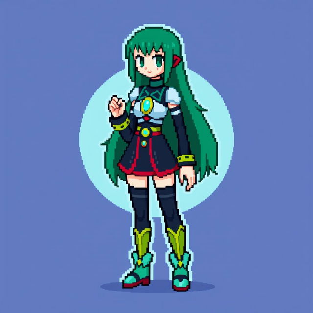 Create an 8-bit style image of female Byleth from Super Smash Bros