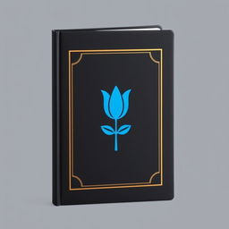 A black book cover with a blue tulip symbol and a wedding symbol in the center