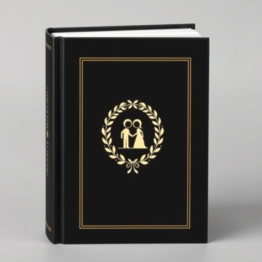 A black book cover with a wedding symbol in the center