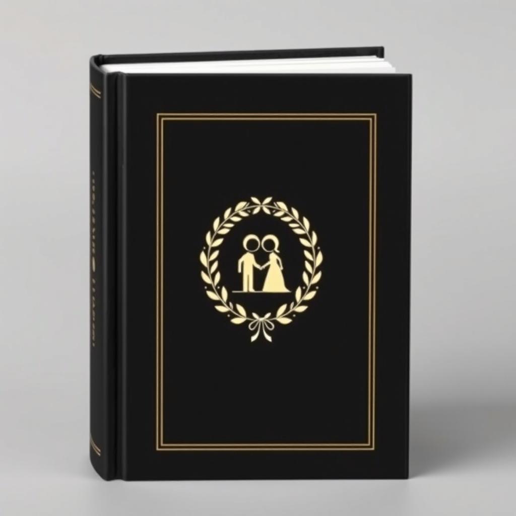 A black book cover with a wedding symbol in the center