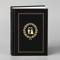 A black book cover with a wedding symbol in the center