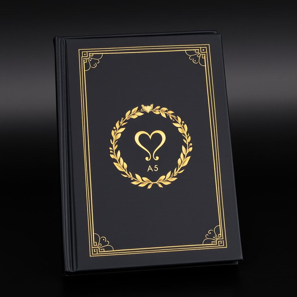 A black book cover with a wedding symbol in the center